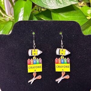 💜4for$20💜 Crayon Box Earrings with Scissors